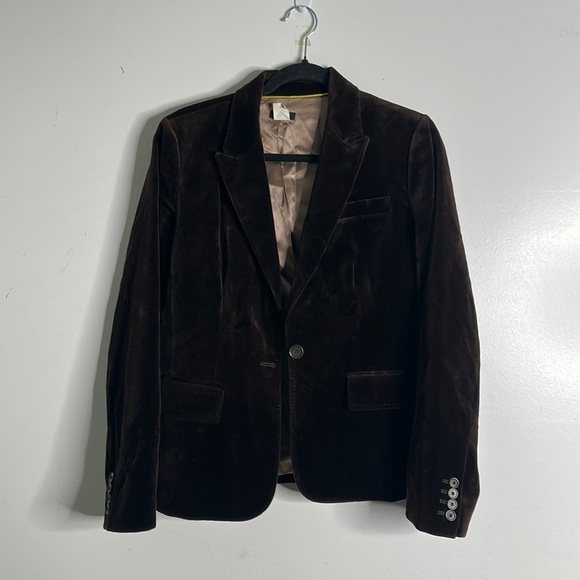 J crew one button velvet brown blazer size 10 preppy academic  career classic - Picture 5 of 9